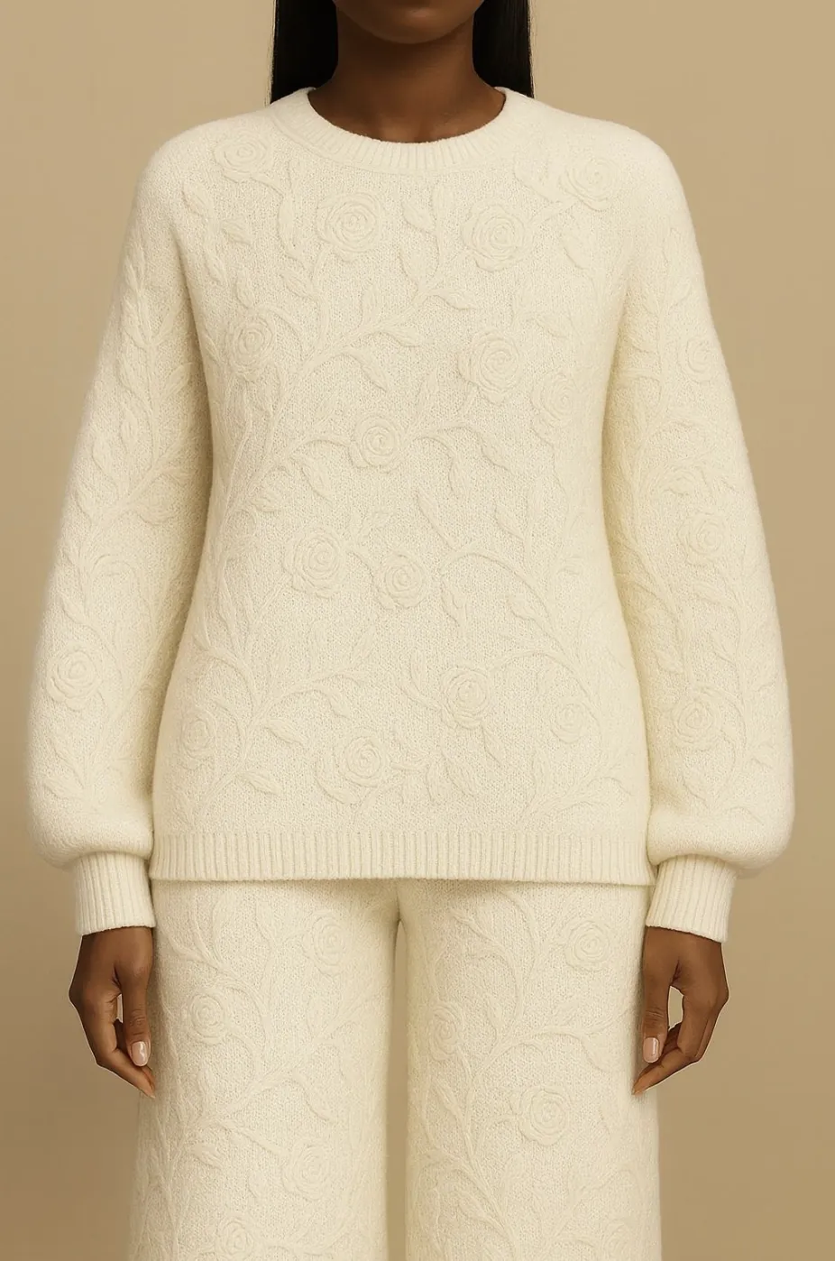 Elwa & Co — rose-texture knit set, finished piece